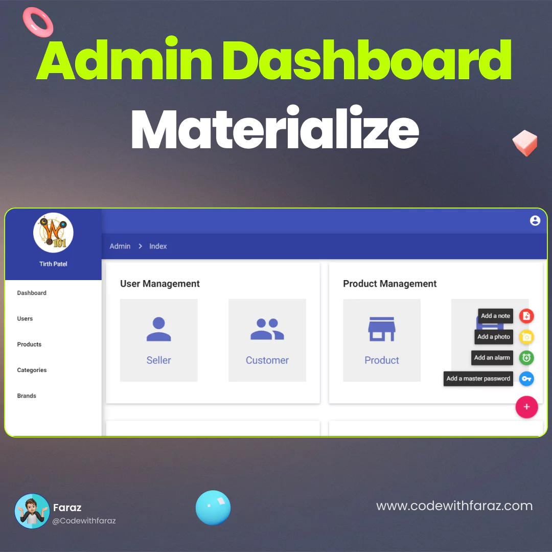 Develop Responsive Admin Dashboard with HTML, Materialize CSS, and JavaScript